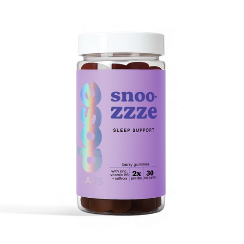 jar of snooze sleep sugar free sleep gummies on white back ground