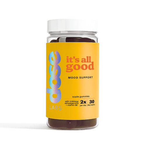 Jar of apple gummies with a colorful label on a white background